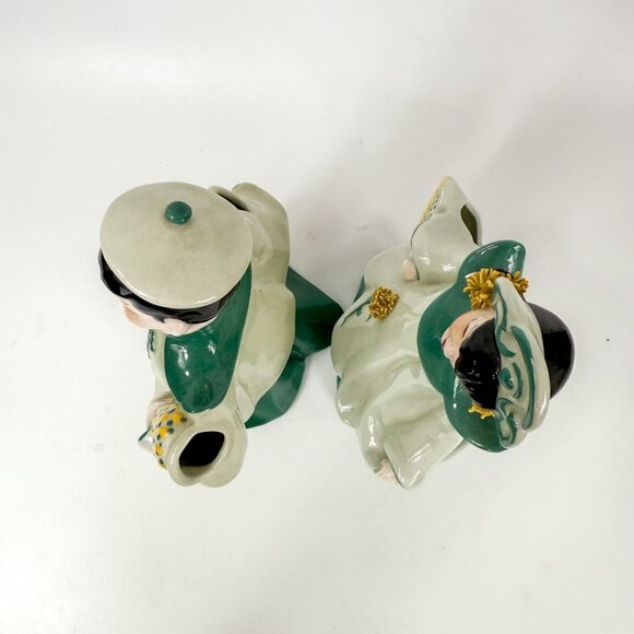 Florence Ceramics California Chinese Boy and Girl Green Ceramic Figurines - Picture 6 of 7